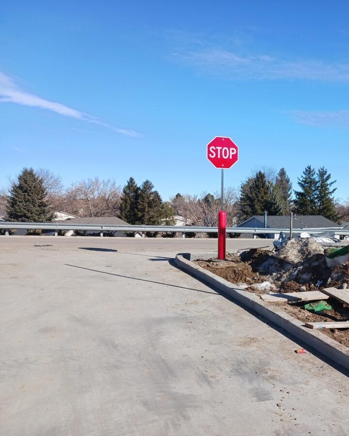 Stop Sign Piling Straight Up Striping | Commercial Parking Lot Striping — Denver Metro